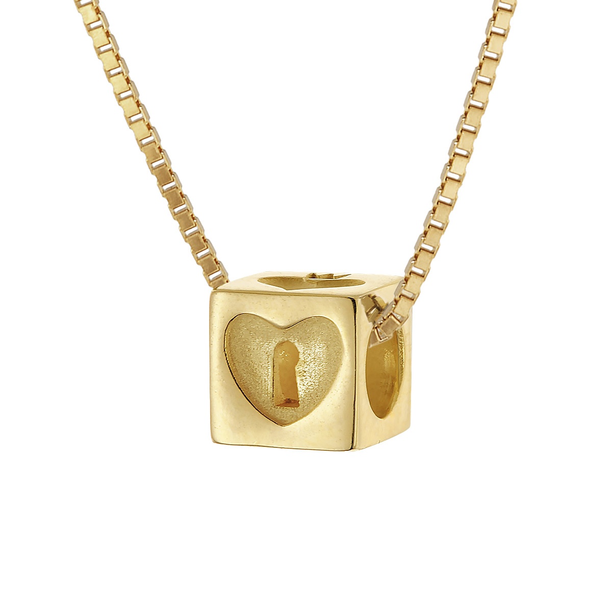 trendor 28394 Damen-Halskette mit Würfel-Anhänger 925 Silber Goldplattiert