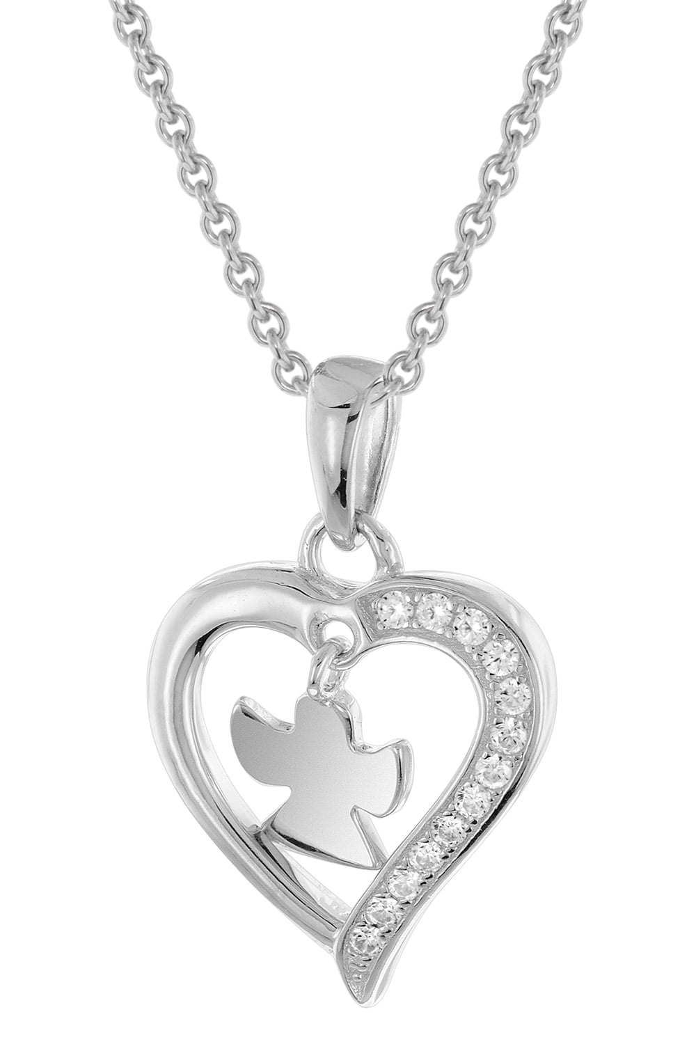 trendor 28400 Damen-Kette Herz Mit Engel 925 Silber Rhodiniert