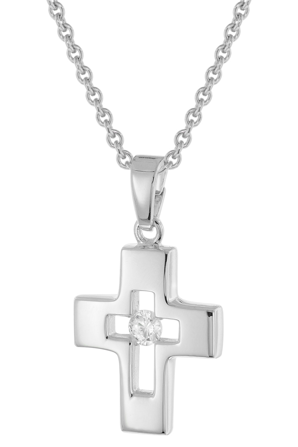 trendor 28404 Kinder-Halskette Mit Kreuz 925 Silber Rhodiniert