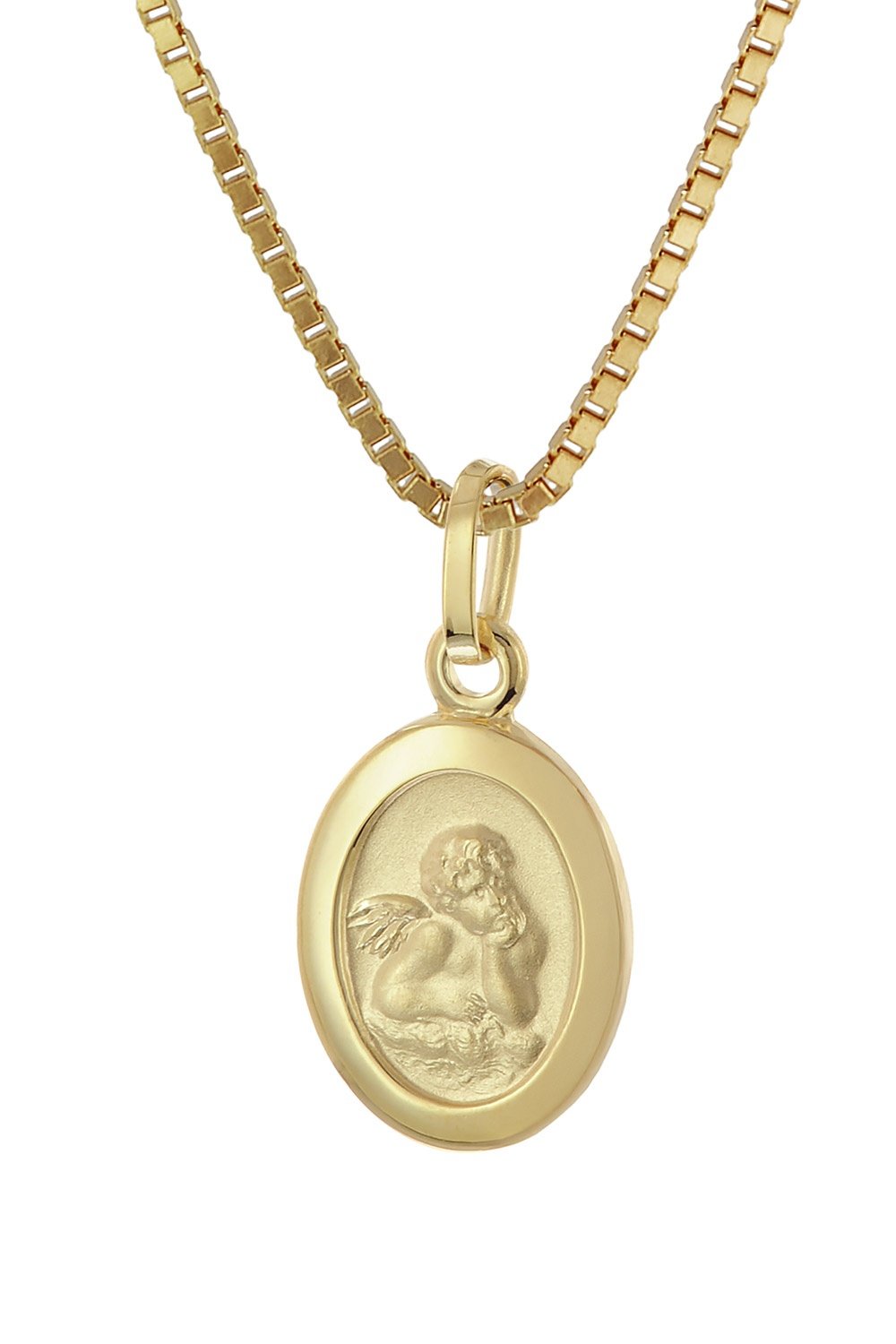 trendor 28466 Kinder-Anhänger Gold 333 Schutzengel an vergoldeter Silberkette