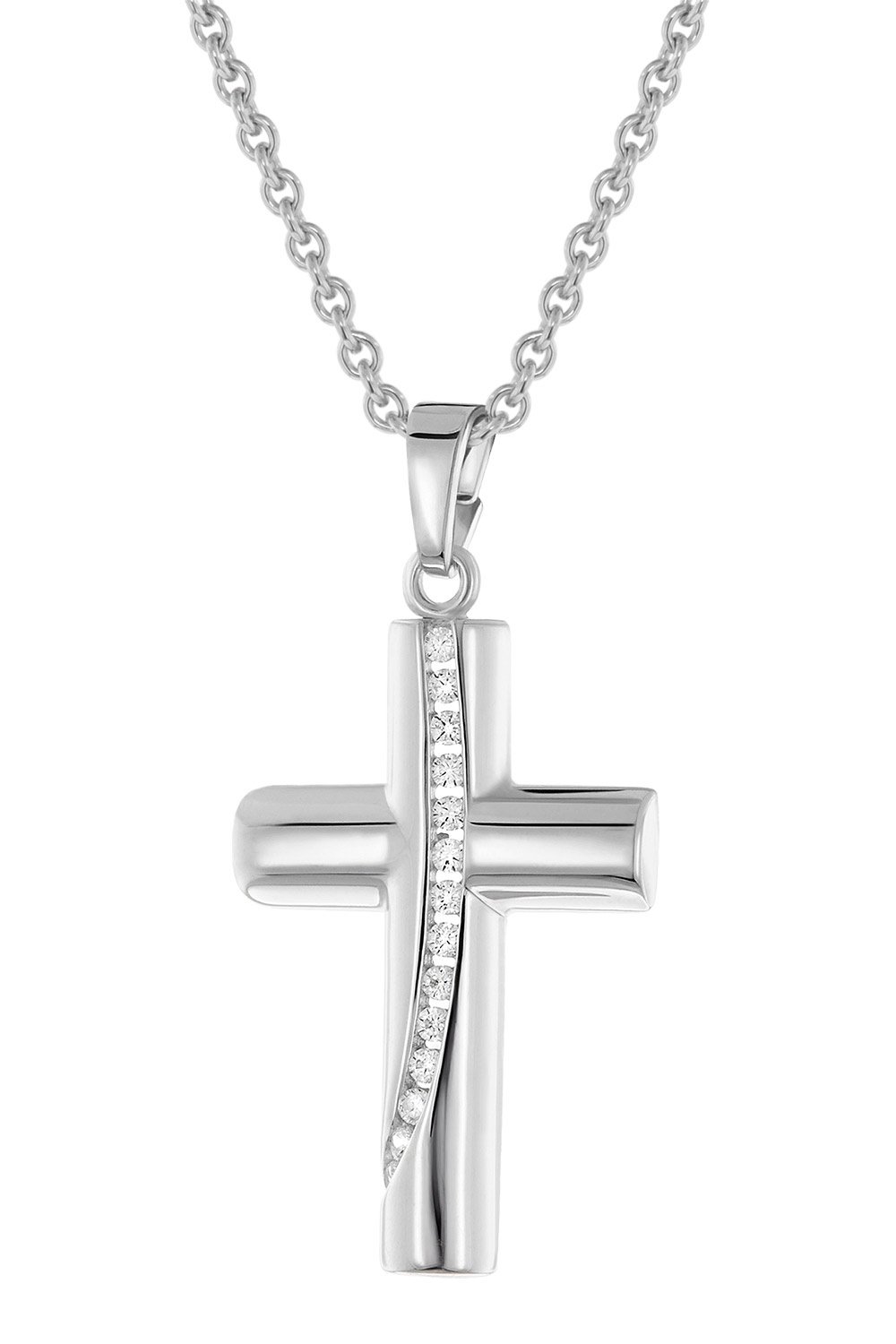 trendor 28569 Damen-Kette Kreuz 925 Silber Rhodiniert