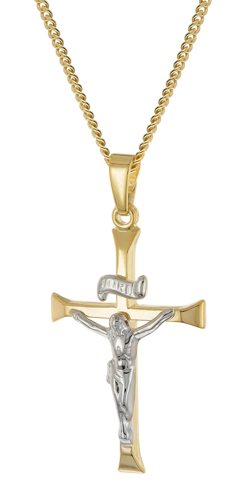 trendor 28577 Kruzifix-Anhänger Gold 333/8K An Vergoldeter Silberkette