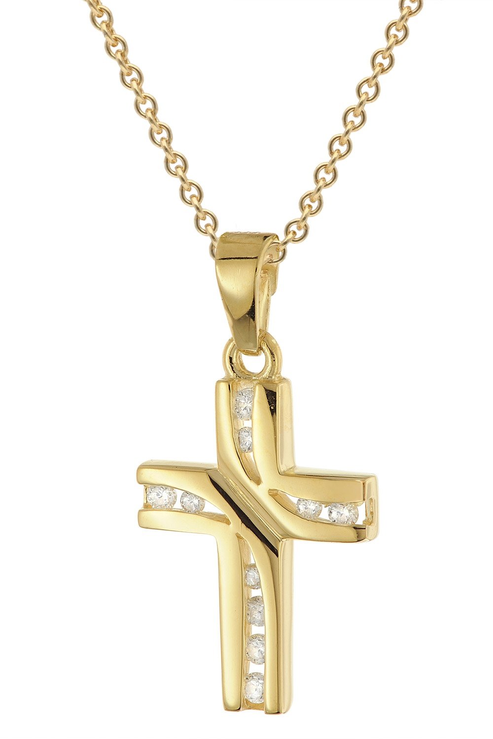 trendor 28578 Damen Kreuz-Anhänger 333 Gelbgold mit vergoldeter Silberkette trendor 28578 Damen Kreuz-Anhänger 333 Gelbgold mit vergoldeter Silberkette