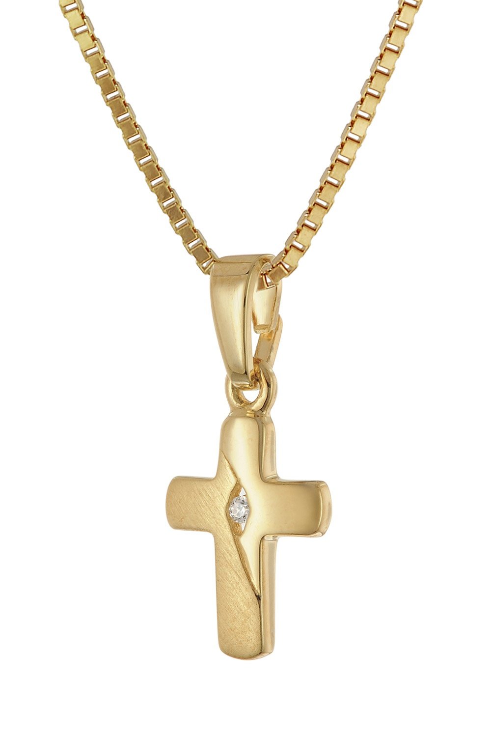 trendor 28448 Halskette mit Kreuz für Kinder 925 Silber vergoldet