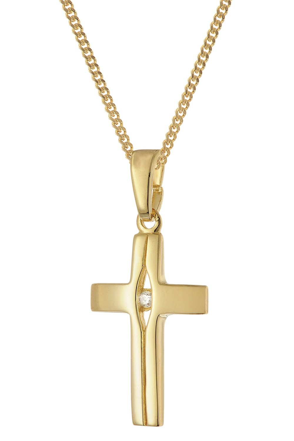 trendor 28452 Damen-Halskette mit Kreuz-Anhänger 925 Silber vergoldet