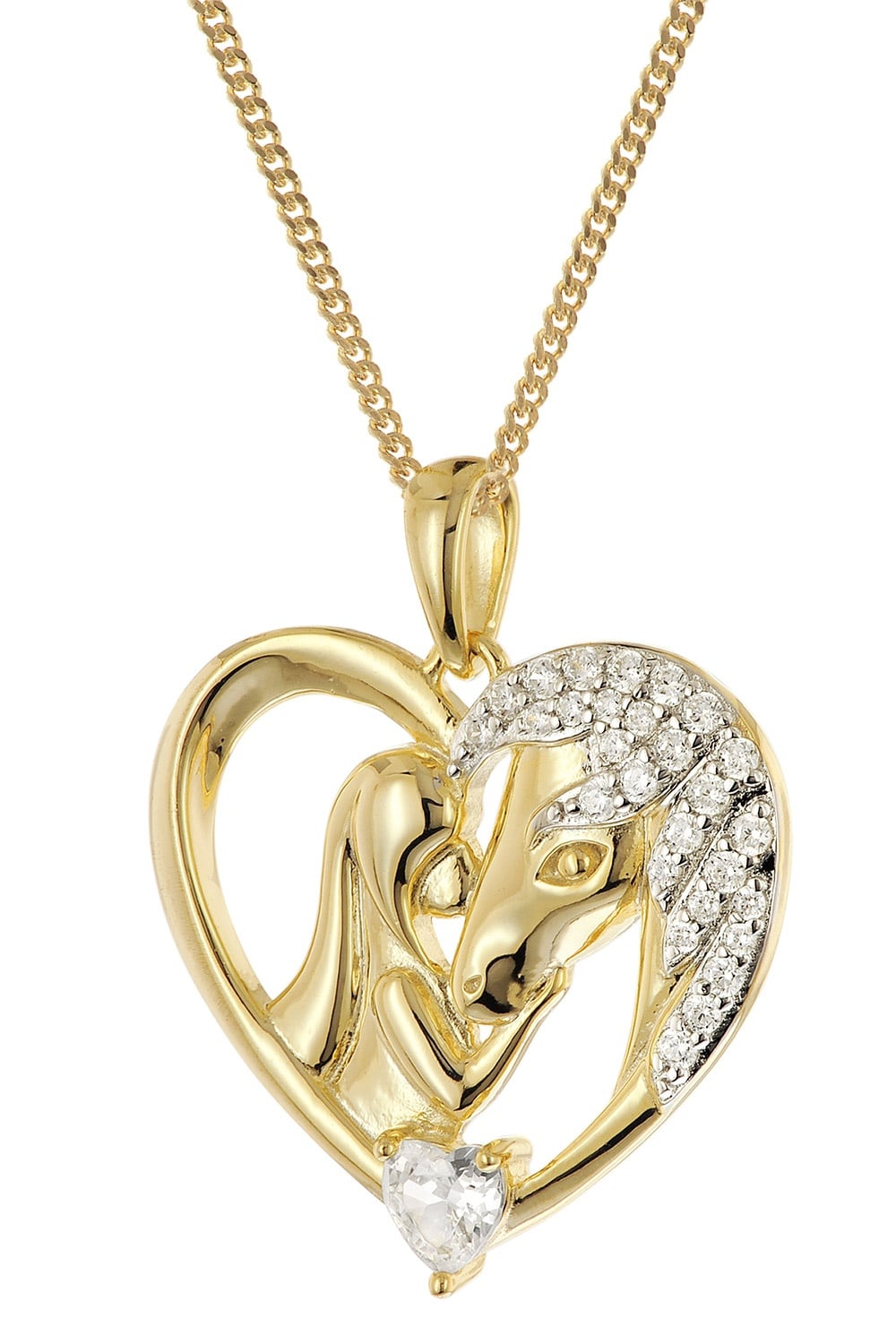 trendor 28446 Damen-Kette Herz mit Pferd und Mädchen 925 Silber vergoldet
