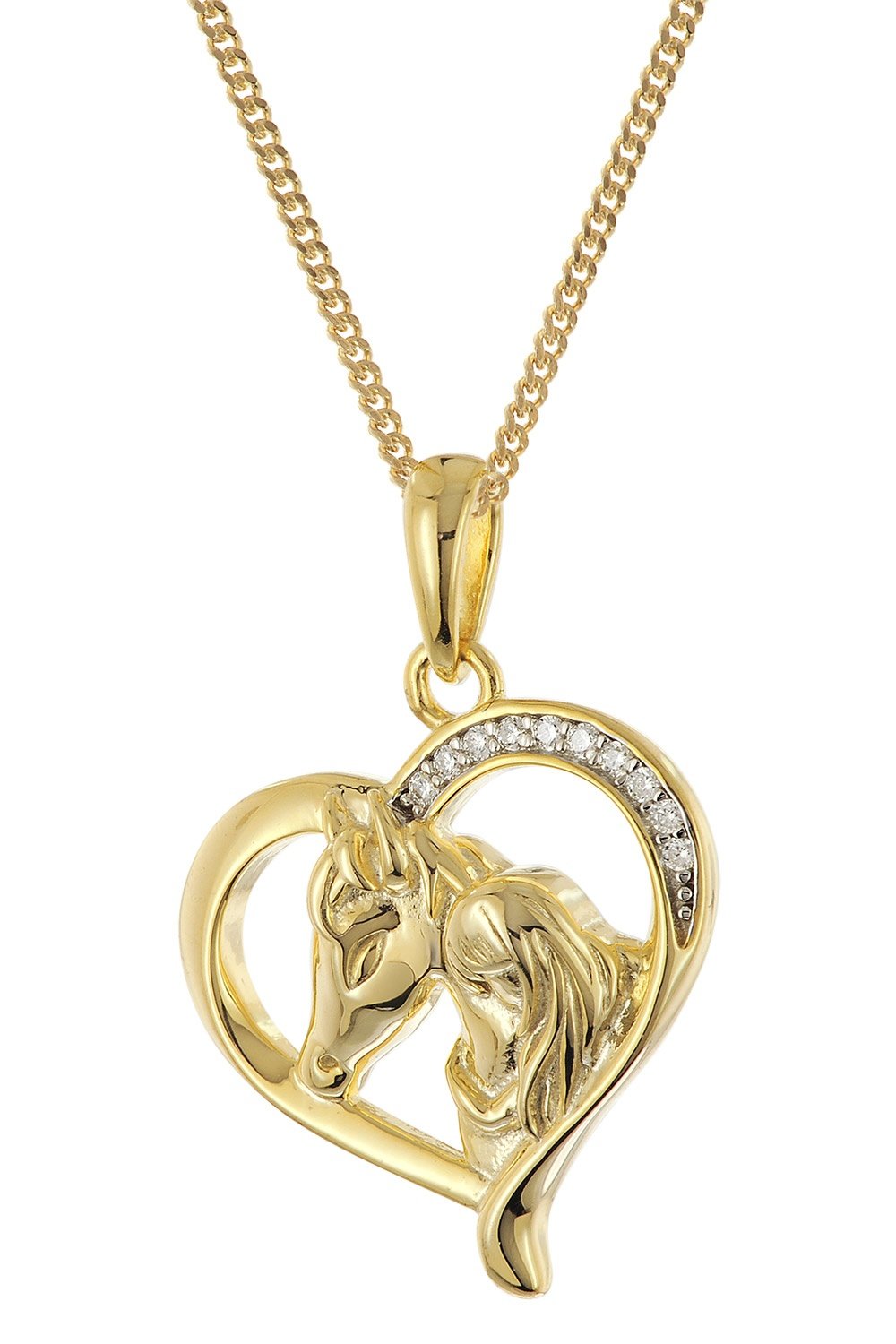 trendor 28444 Halskette Herz mit Pferd und Mädchen 925 Silber vergoldet