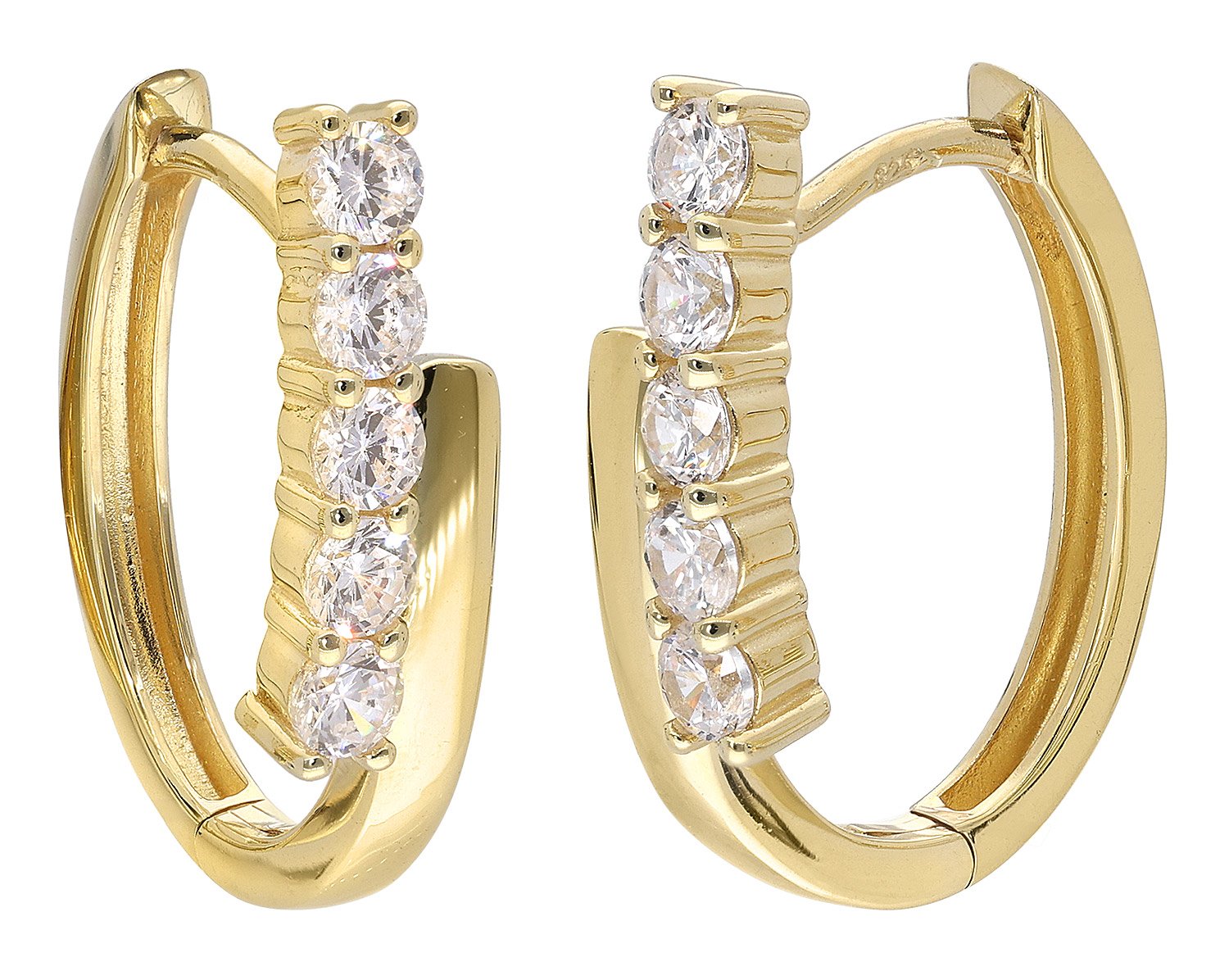 trendor 28537 Damen-Ohrringe 925 Silber Vergoldet Klapp-Creolen