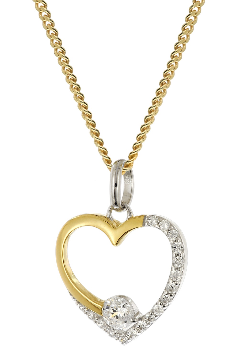 trendor 28541 Damen-Halskette 925 Silber Vergoldet Herz Collier