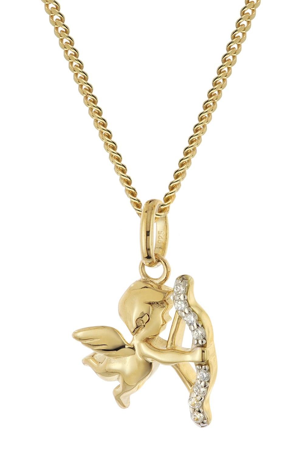 trendor 28545 Damen-Halskette mit Amor-Engel 925 Silber Vergoldet