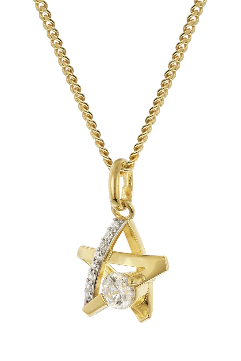 trendor 28547 Damen-Kette 925 Silber Vergoldet Stern Collier