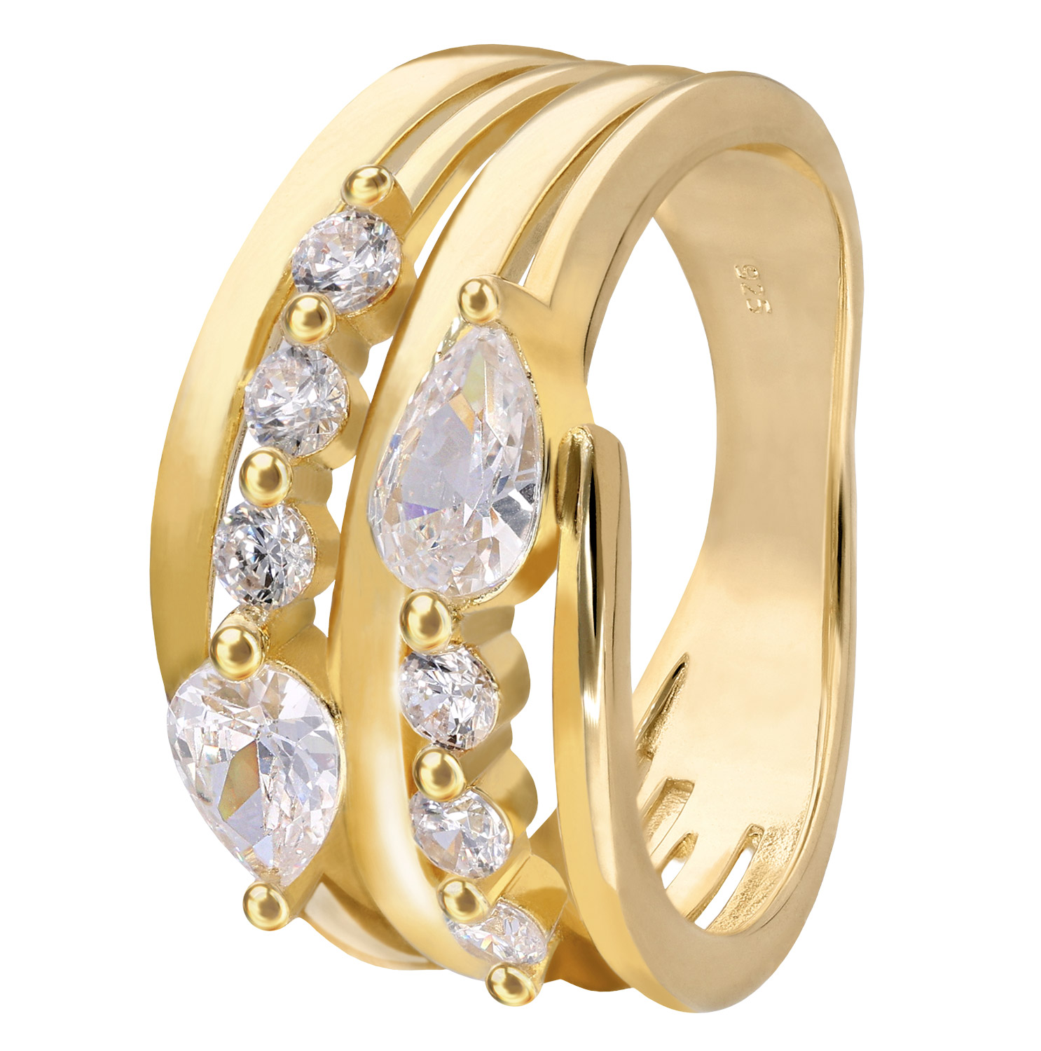 trendor 28520 Damenring 925 Silber Vergoldet Zirkoniaring