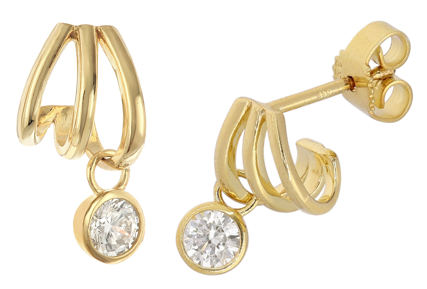 trendor 28548 Damen-Ohrringe 925 Silber Vergoldet Zirkonia-Ohrstecker