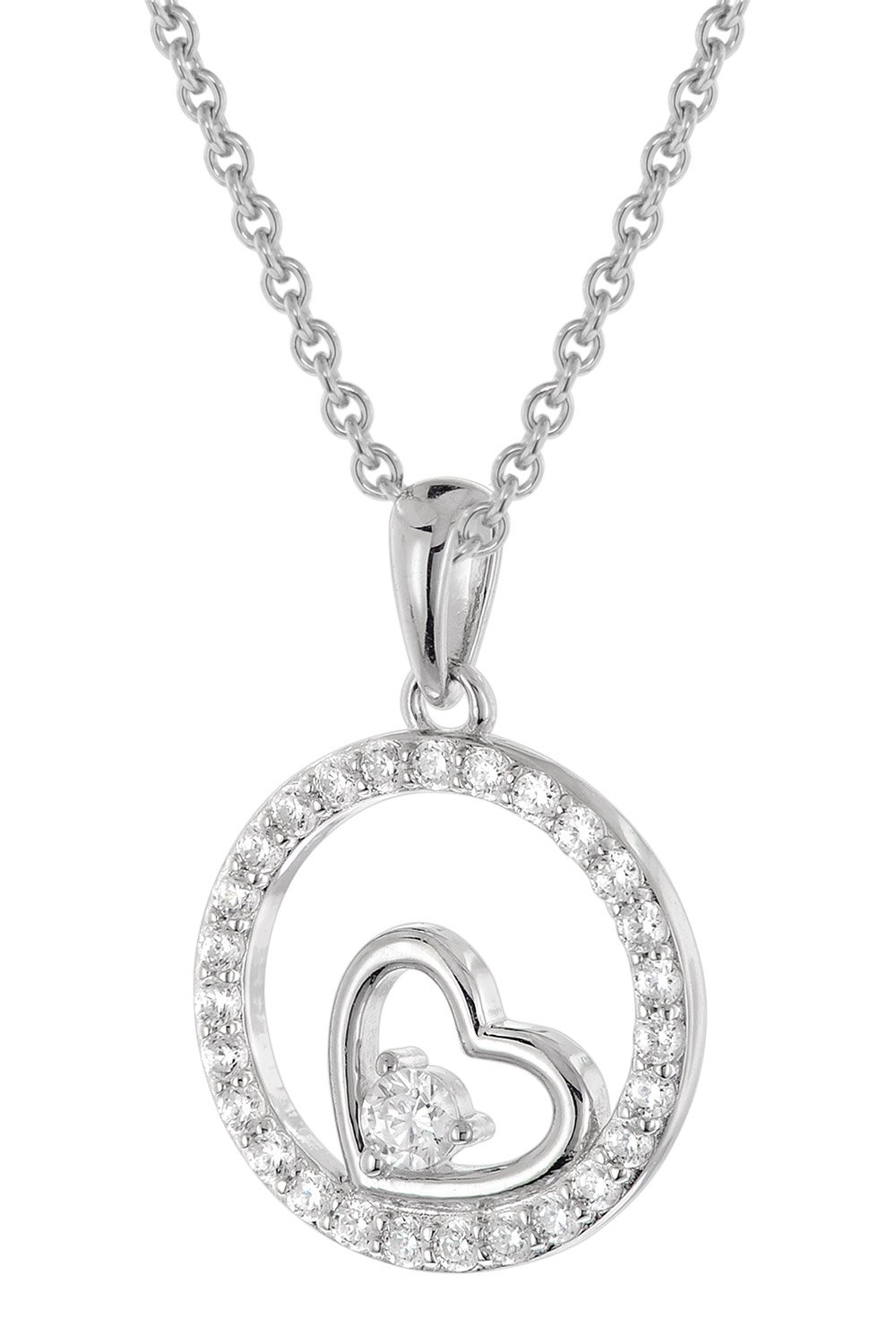 trendor 28410 Damen-Kette mit Zirkonia Herz-Anhänger 925 Silber Rhodiniert trendor 28410 Damen-Kette mit Zirkonia Herz-Anhänger 925 Silber Rhodiniert