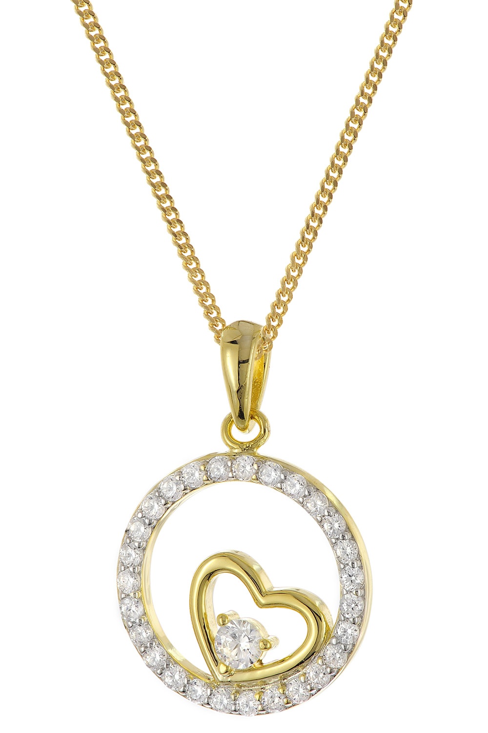 trendor 28424 Damen-Kette 925 Silber Vergoldet Mit Herz-Anhänger