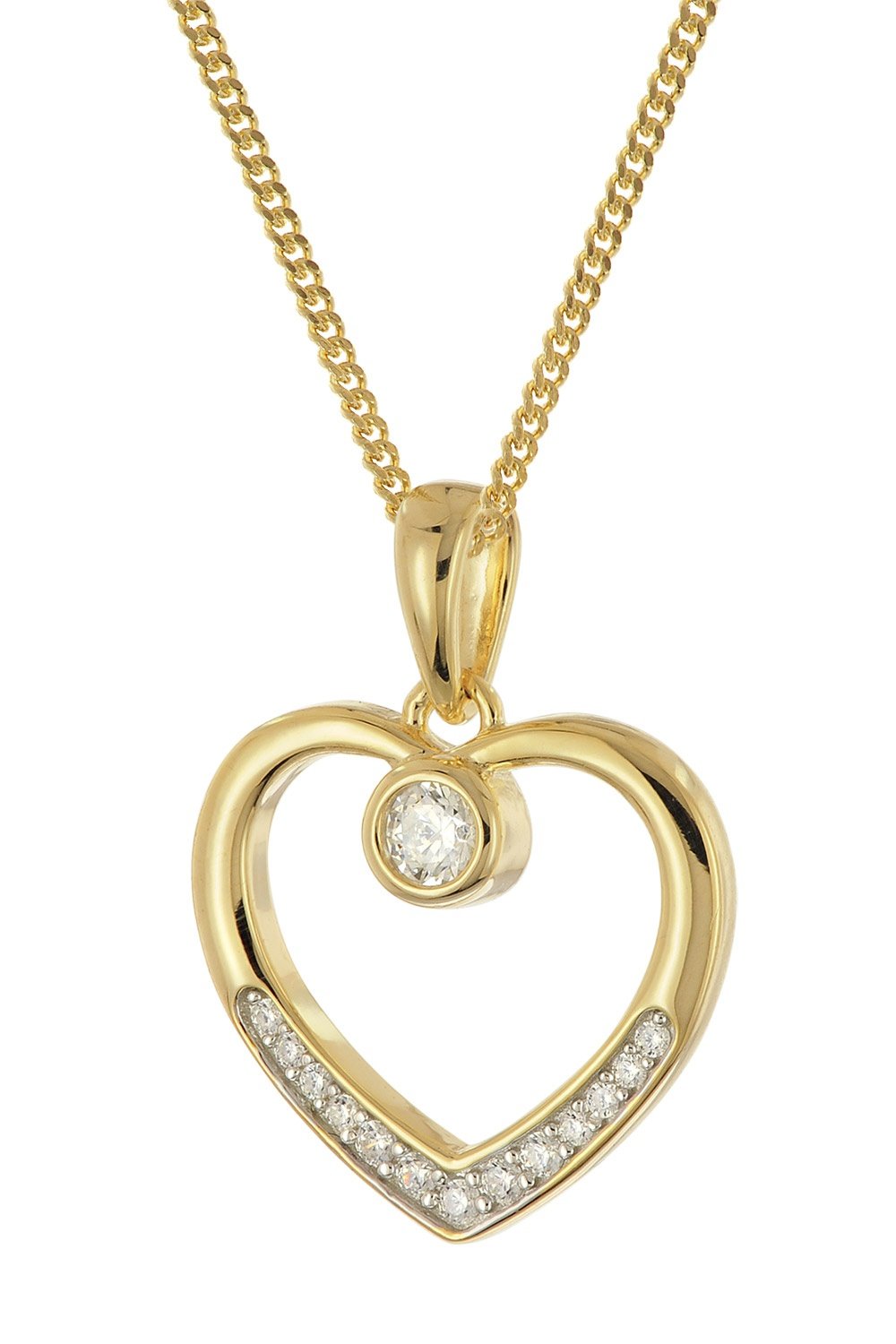 trendor 28430 Damen-Halskette 925 Silber Vergoldet Mit Zirkonia-Herz
