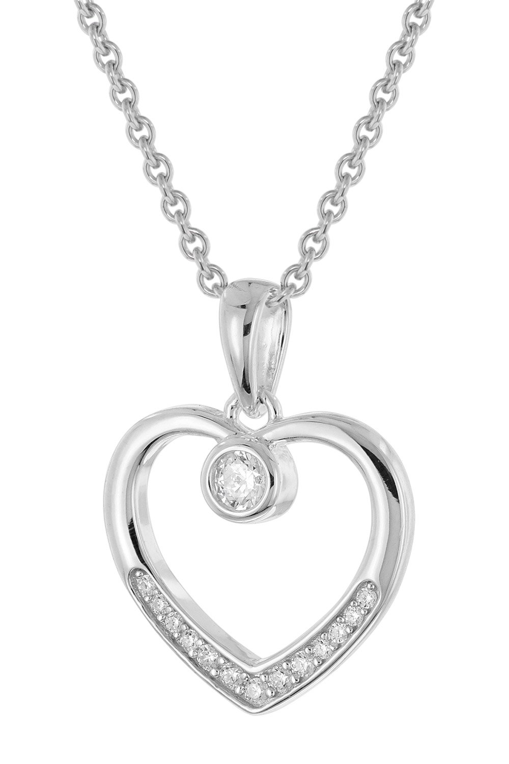trendor 28416 Damen-Halskette 925 Silber Mit Zirkonia-Herz trendor 28416 Damen-Halskette 925 Silber Mit Zirkonia-Herz