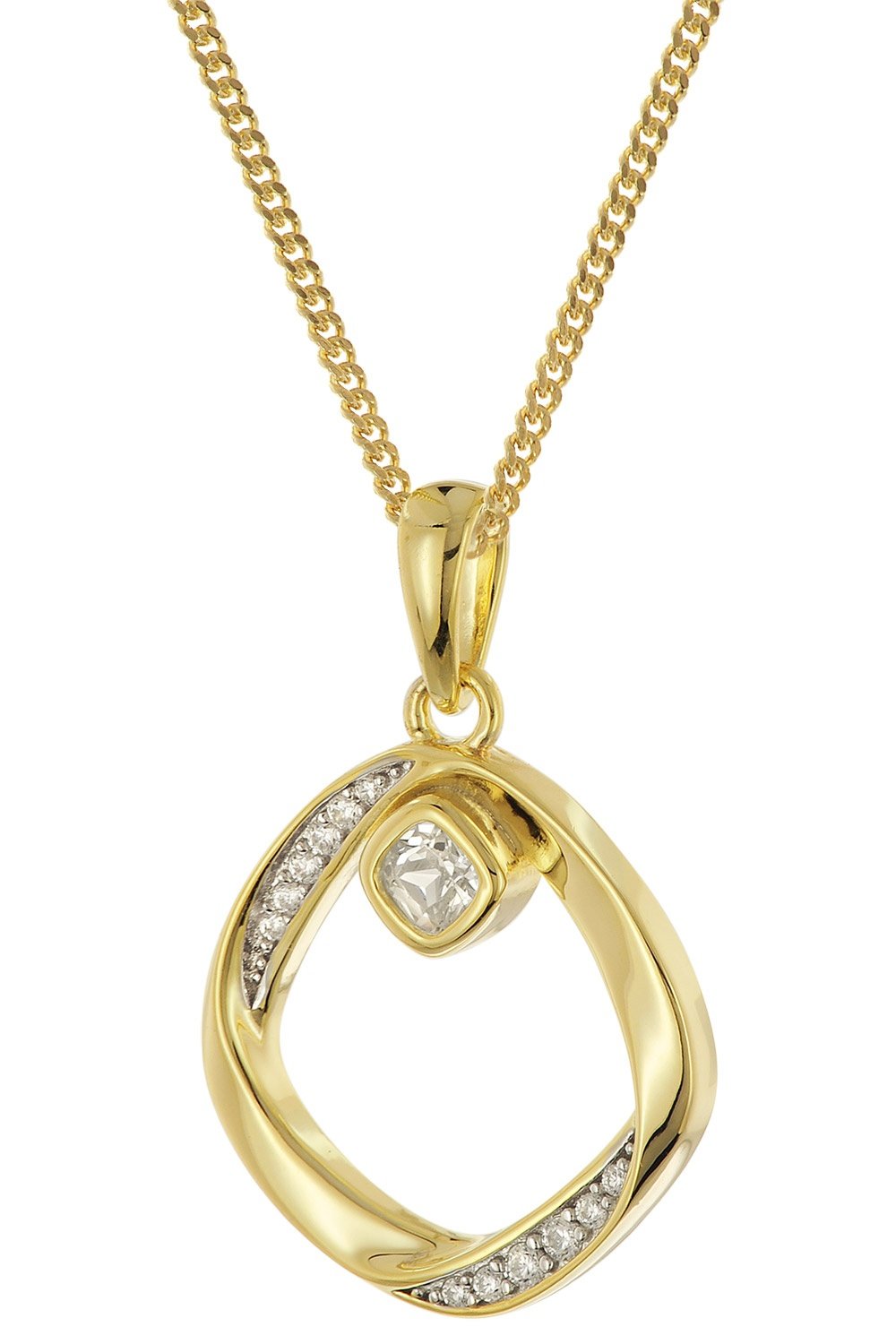 trendor 28436 Damen-Halskette 925 Silber Vergoldet Mit Zirkonia-Anhänger