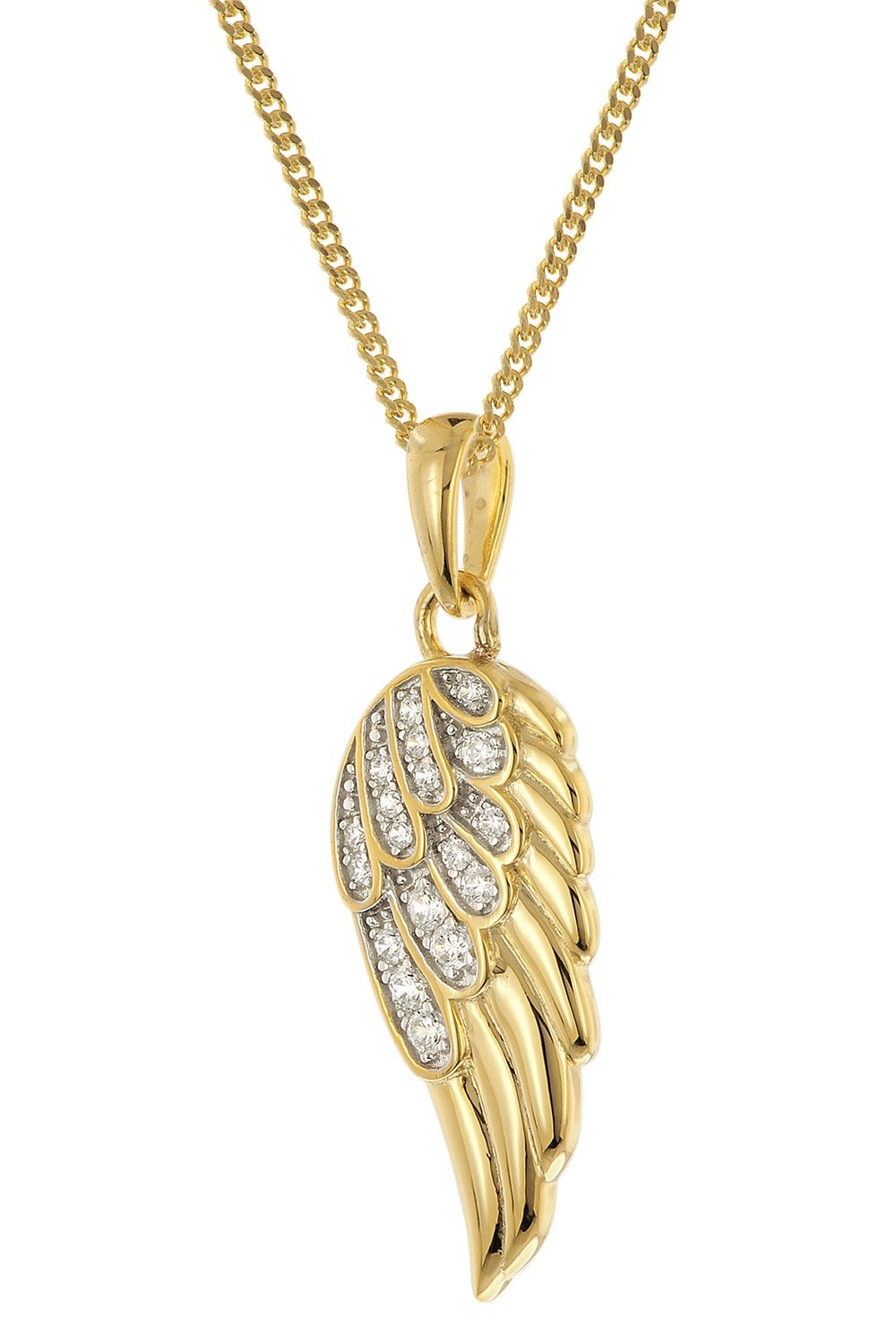 trendor 28438 Damen-Kette mit Engelsflügel 925 Silber Vergoldet