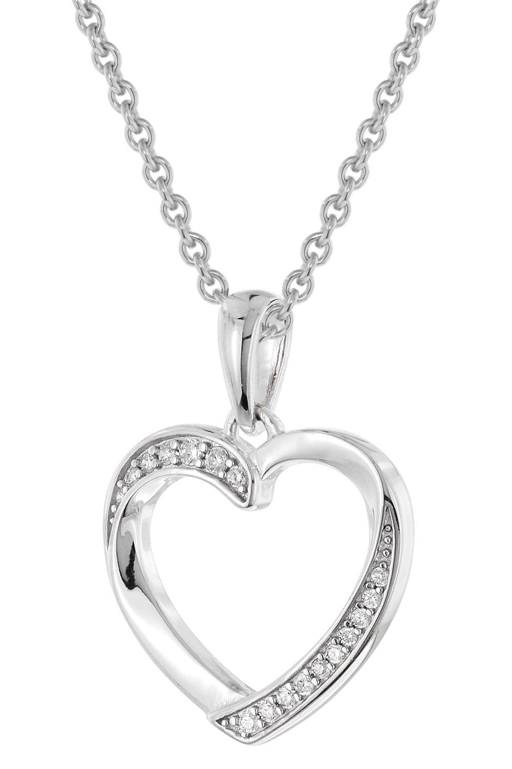 trendor 28420 Damen-Halskette mit Zirkonia Herz-Anhänger 925 Silber