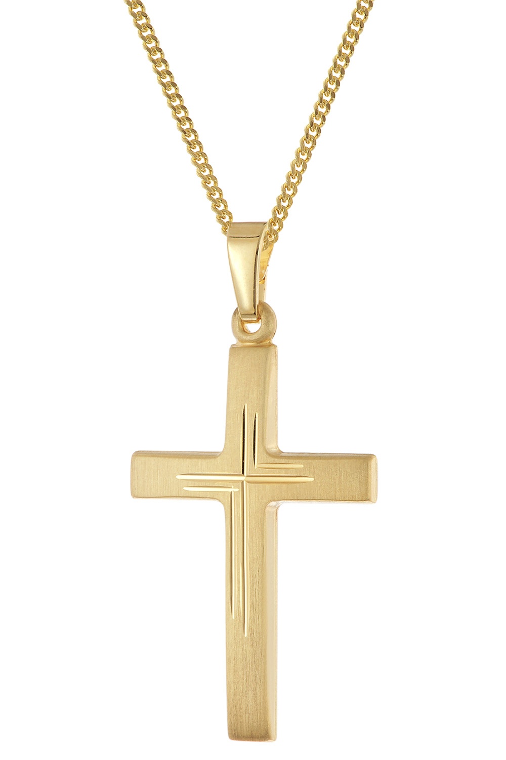 trendor 28592 Kreuz Gold 333 mit vergoldeter Silberkette