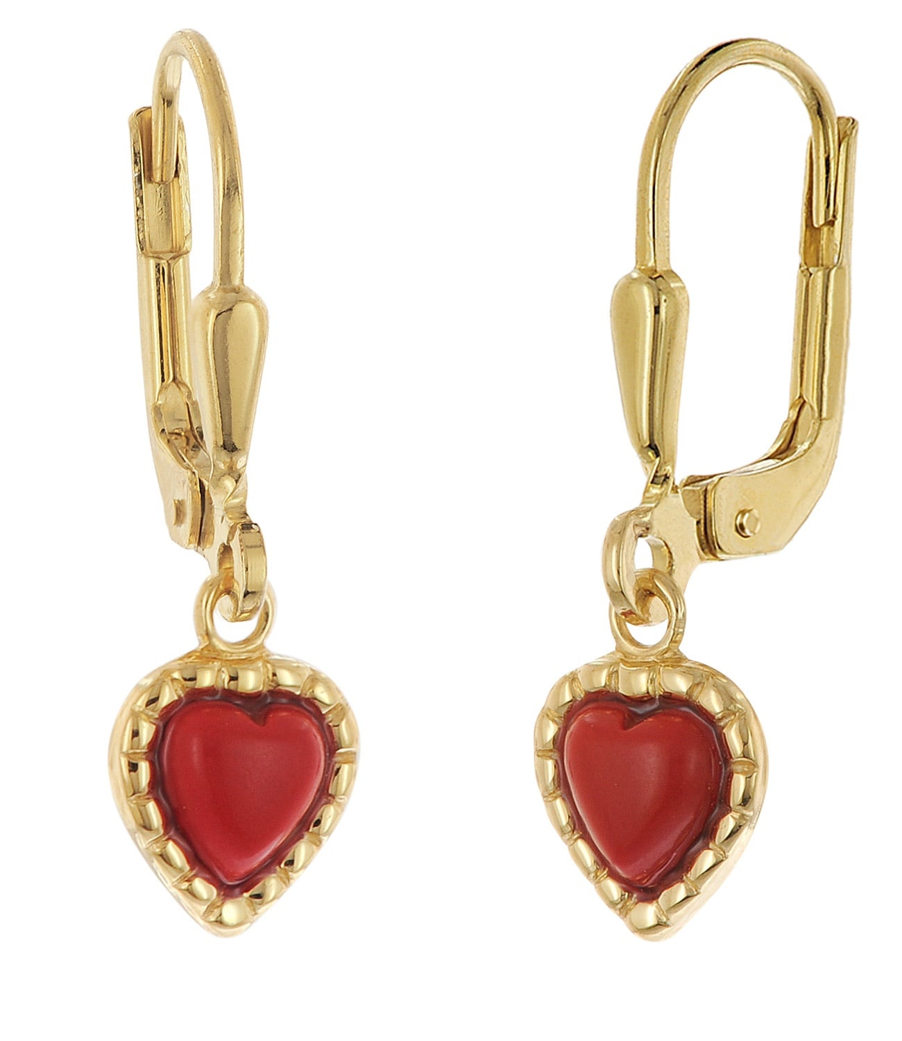 trendor 28590 Kinder-Ohrringe Gold 333/8K Ohrhänger Mit Roten Herzen trendor 28590 Kinder-Ohrringe Gold 333/8K Ohrhänger Mit Roten Herzen
