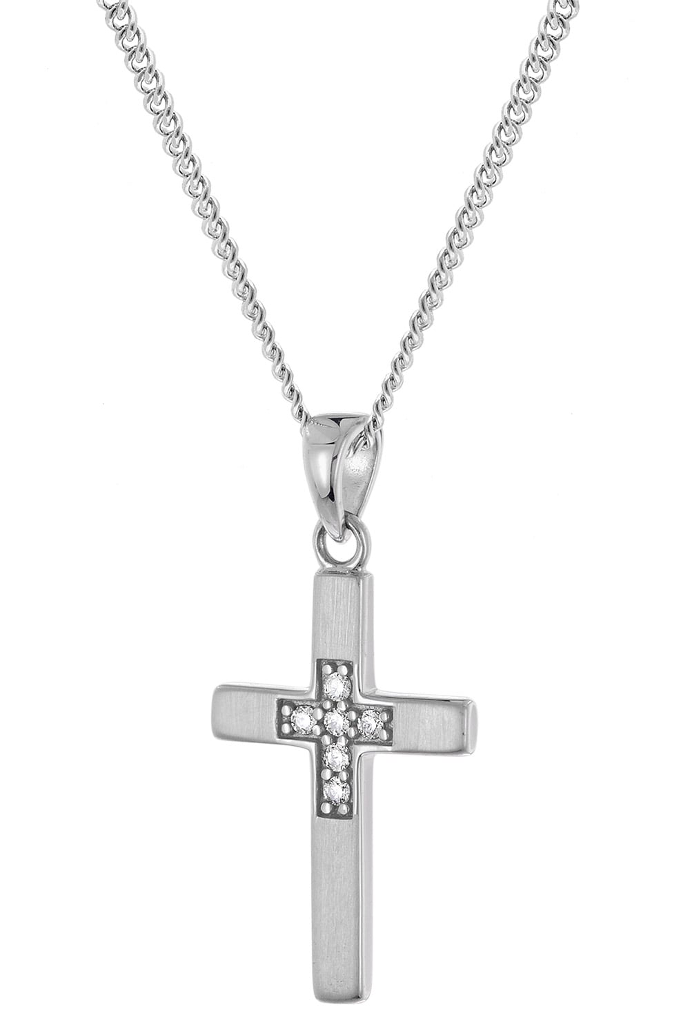 trendor 28594 Kreuz 18 mm Weißgold 333 (8 Kt) mit Silber-Halskette