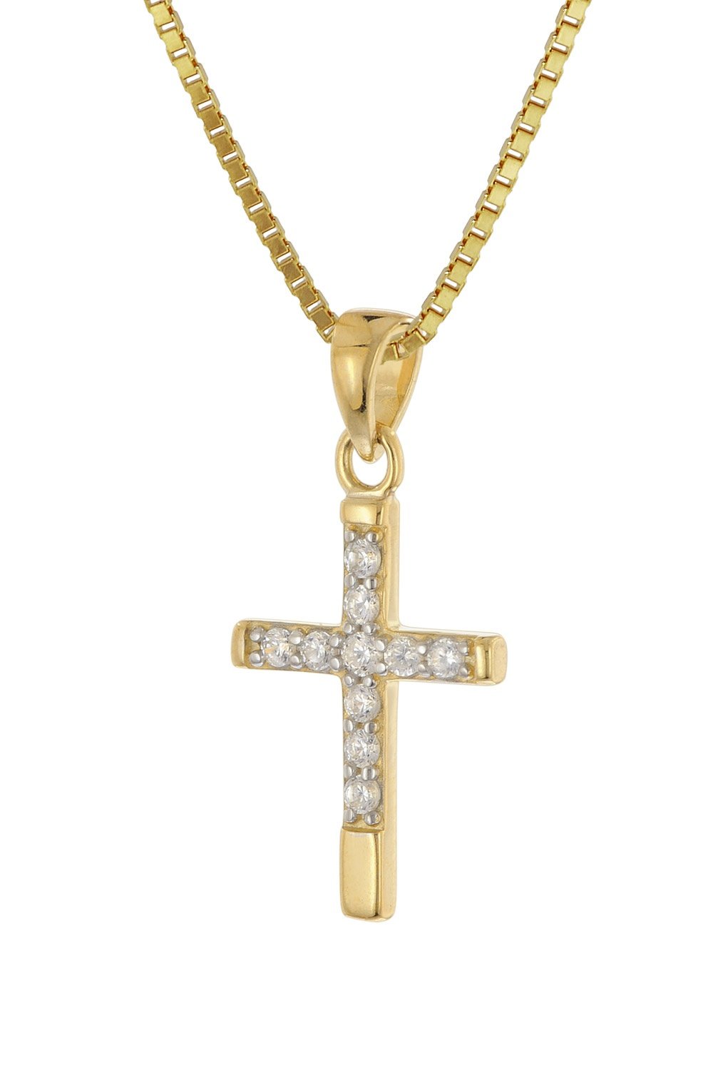 trendor 28596 Kreuz-Anhänger Gold 333 (8 K) mit vergoldeter Silber-Halskette trendor 28596 Kreuz-Anhänger Gold 333 (8 K) mit vergoldeter Silber-Halskette