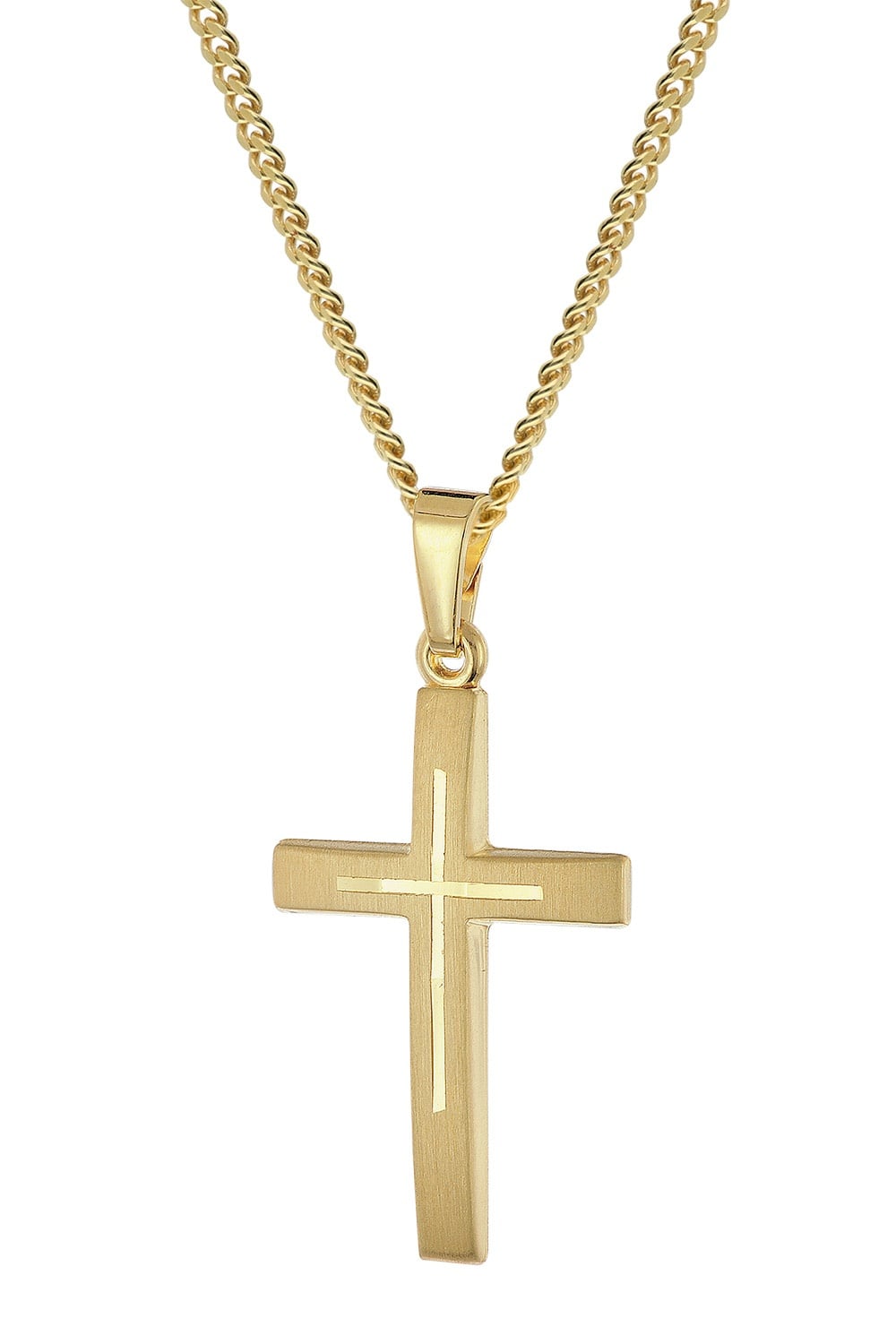 trendor 28599 Goldener Kreuz-Anhänger 585/14K An Goldplattierter Silberkette trendor 28599 Goldener Kreuz-Anhänger 585/14K An Goldplattierter Silberkette