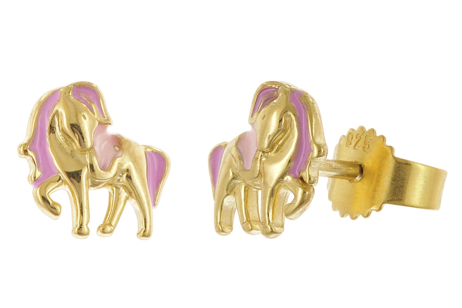 trendor 28502 Kinder-Ohrringe Pferde-Ohrstecker 925 Silber Vergoldet