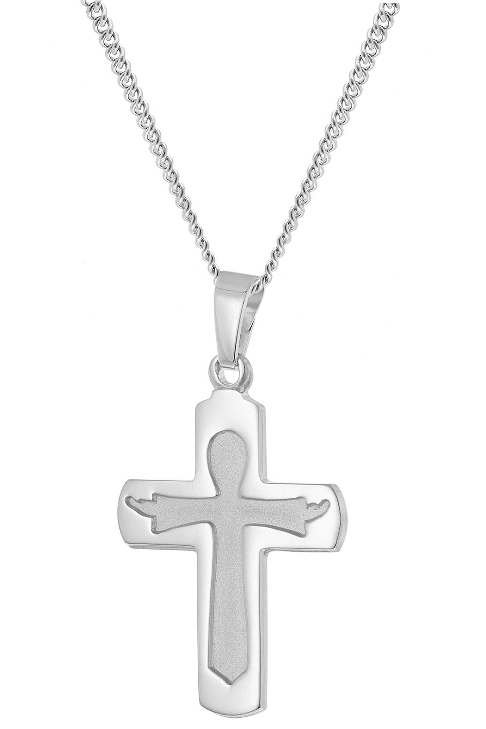 trendor 28742 Kreuz mit Halskette 925 Silber Rhodiniert