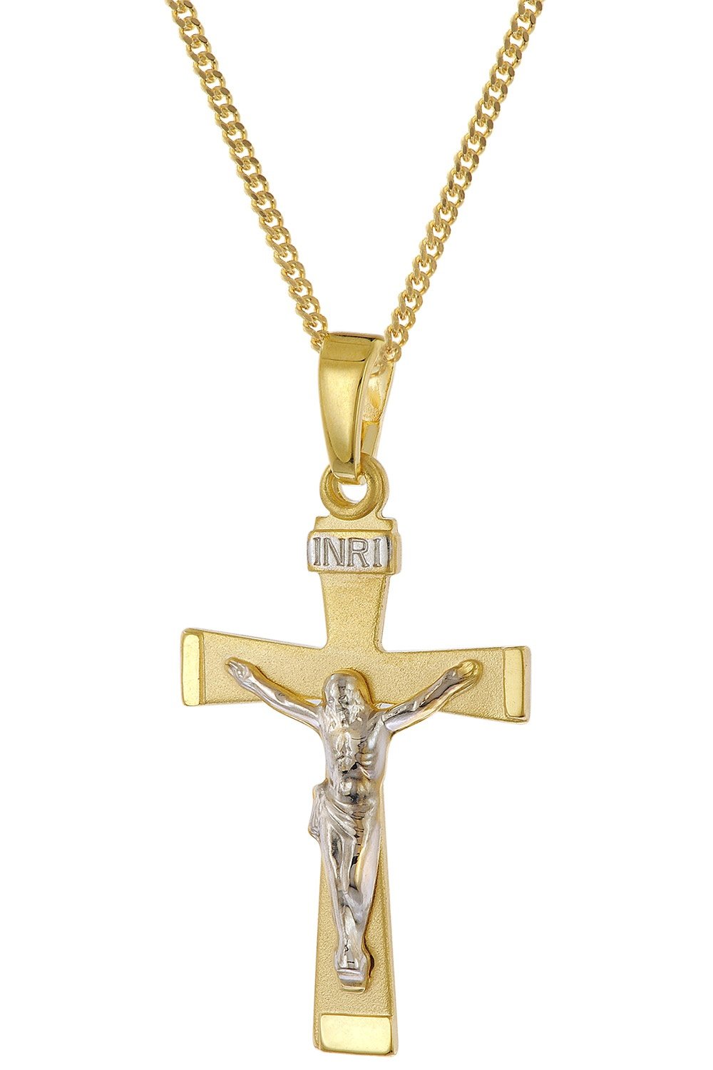 trendor 28744 Kruzifix-Anhänger 22 mm mit Kette 925 Silber vergoldet
