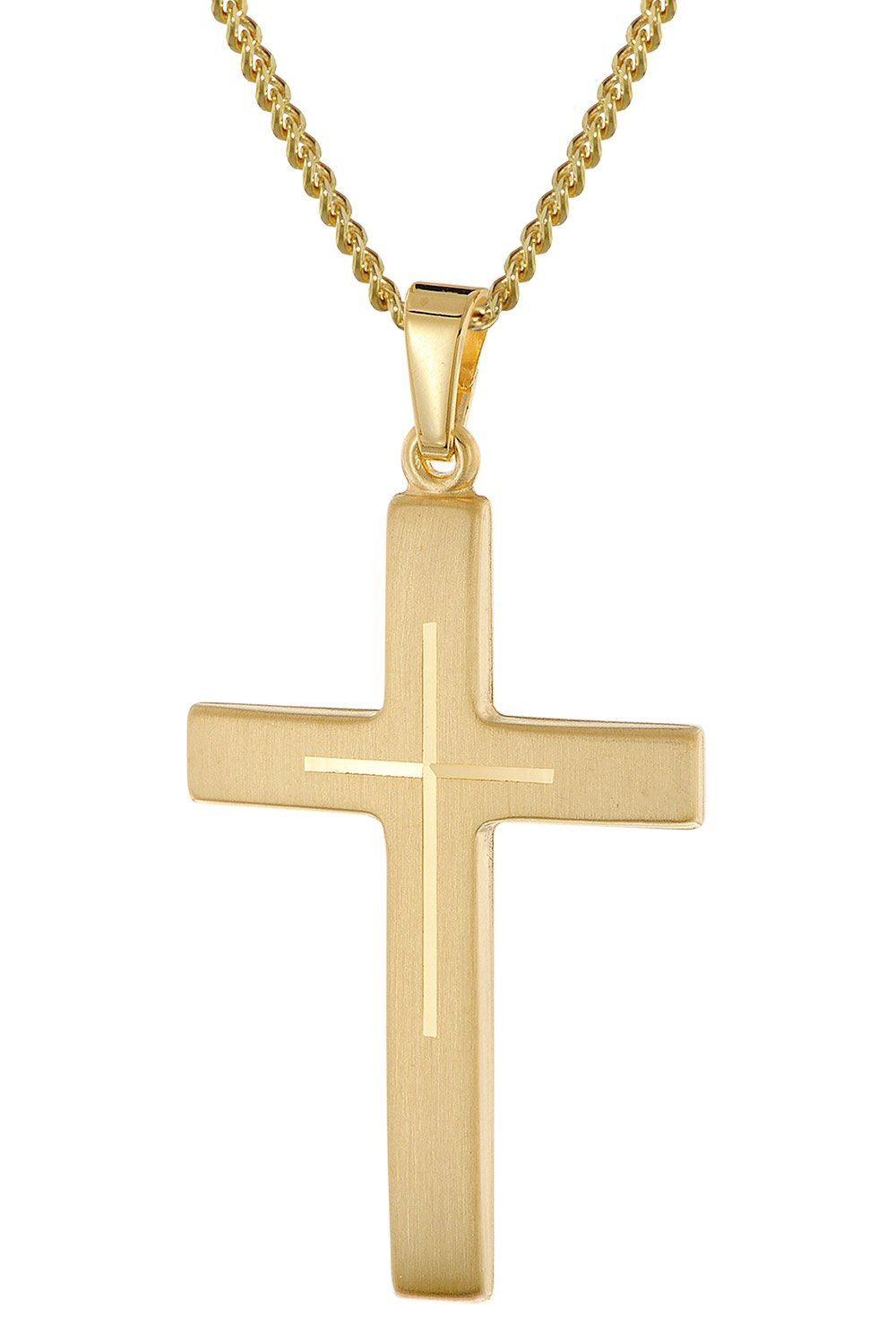 trendor 28862 Herren Kreuz-Anhänger Gold 333/8K Mit Vergoldeter Halskette