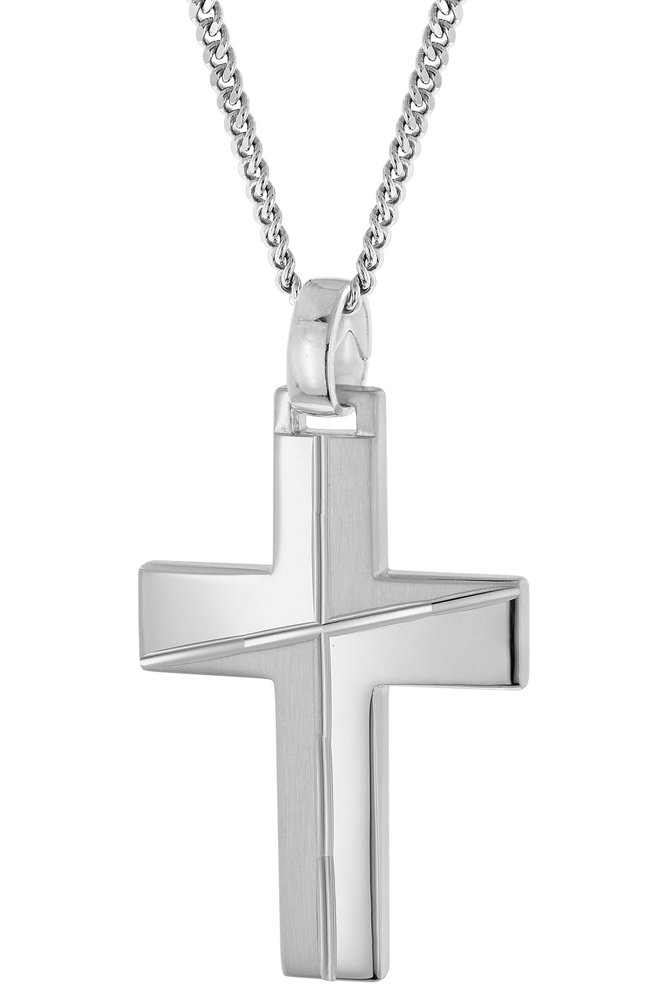 trendor 28408 Herren-Halskette Mit Kreuz 925 Silber Rhodiniert