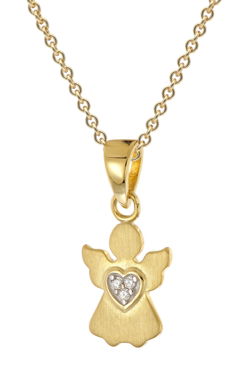 trendor 28974 Engel-Anhänger Gold 333 mit Vergoldeter Silberkette für Kinder