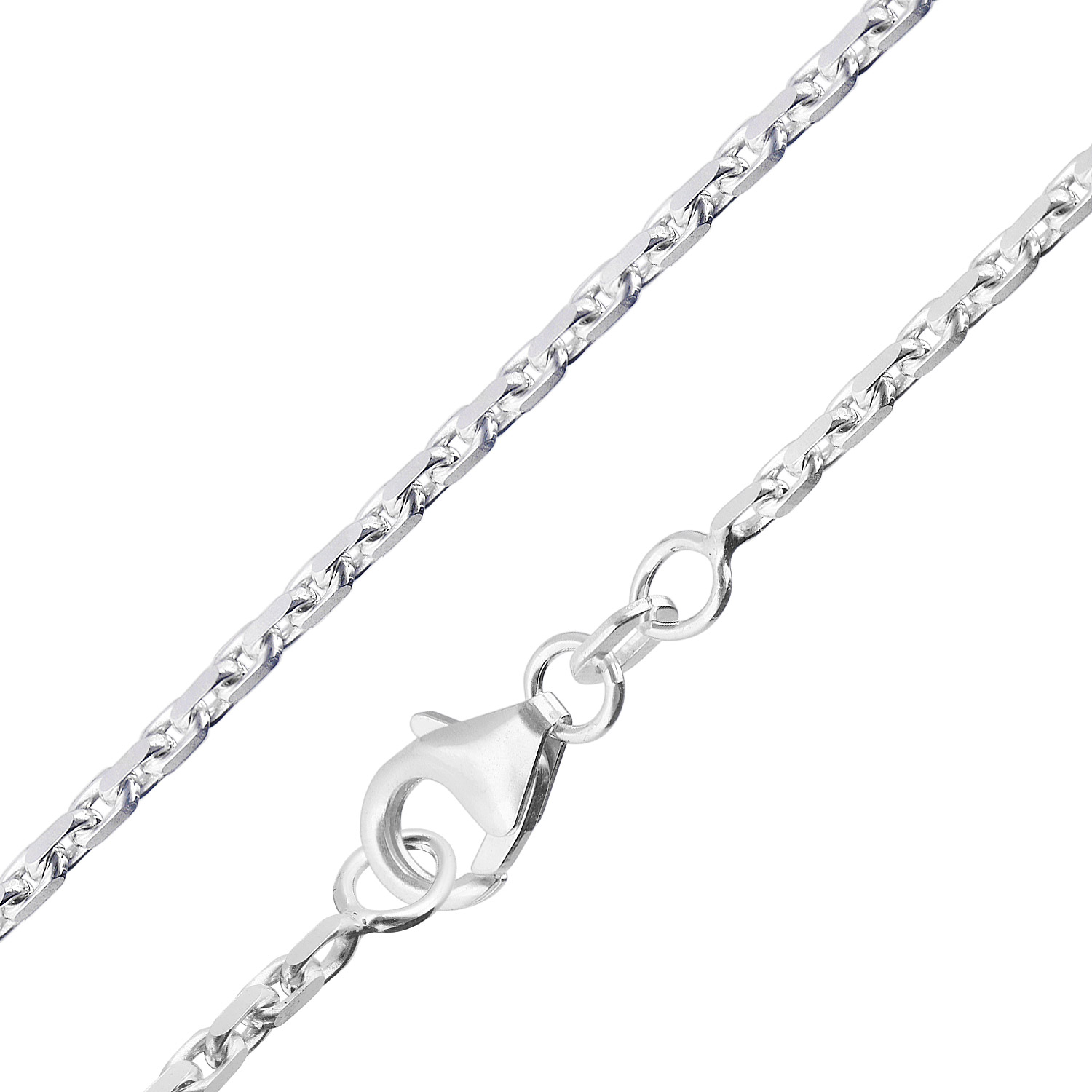 trendor 28806 Silber Halskette 925 Silber Diamantierte Ankerkette 1,75 mm