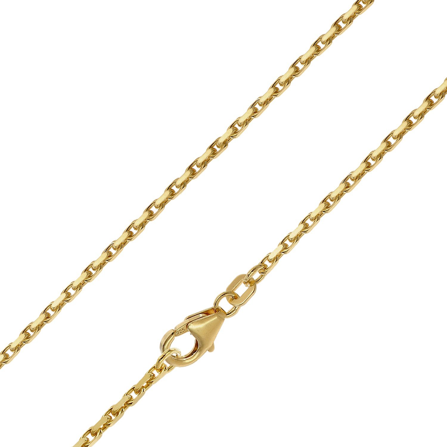 trendor 21012 Halskette 925 Silber Vergoldet Diamantierte Ankerkette 1,75 mm