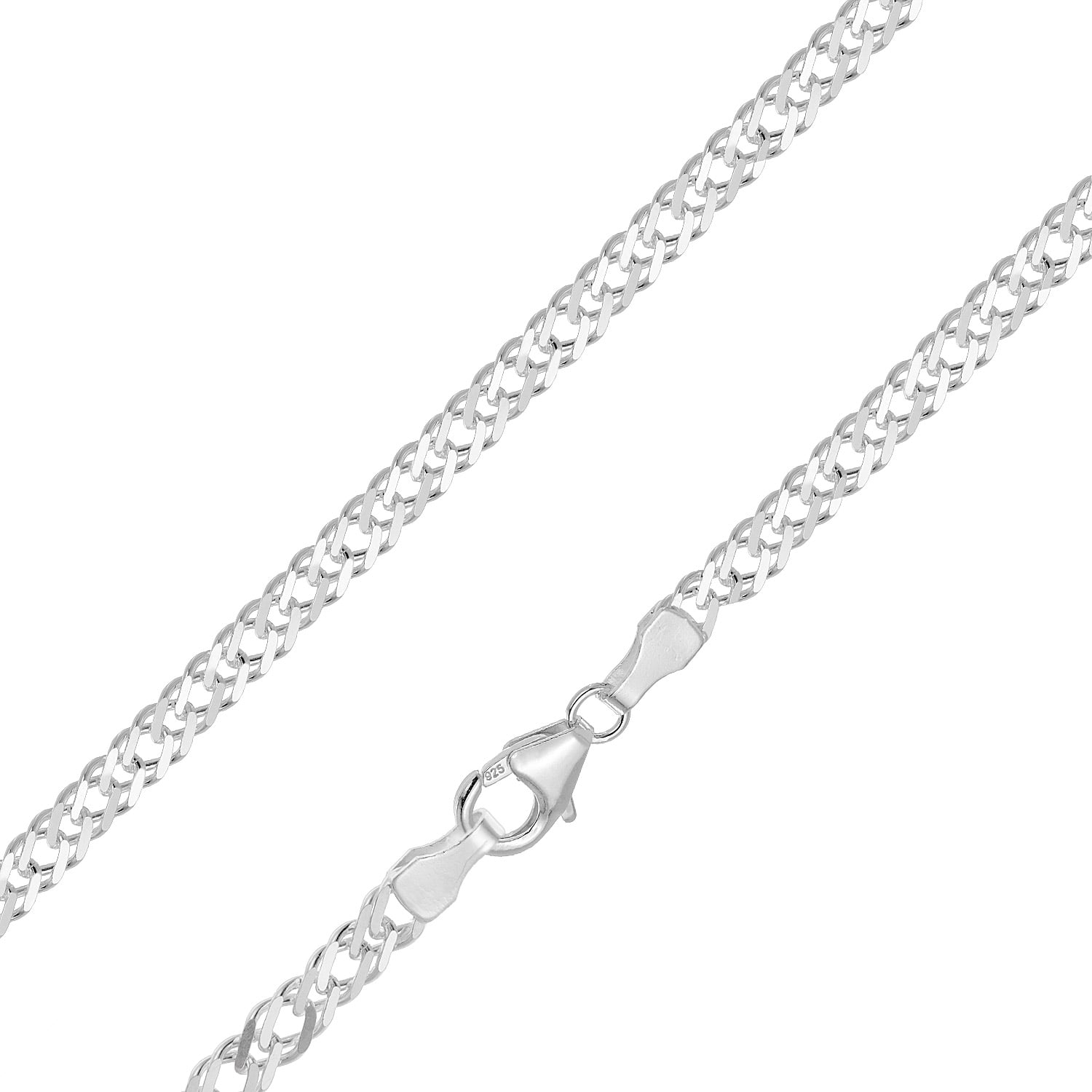 trendor 21040 Armband für Damen und Herren 925 Silber Zwillingspanzer 3,9 mm