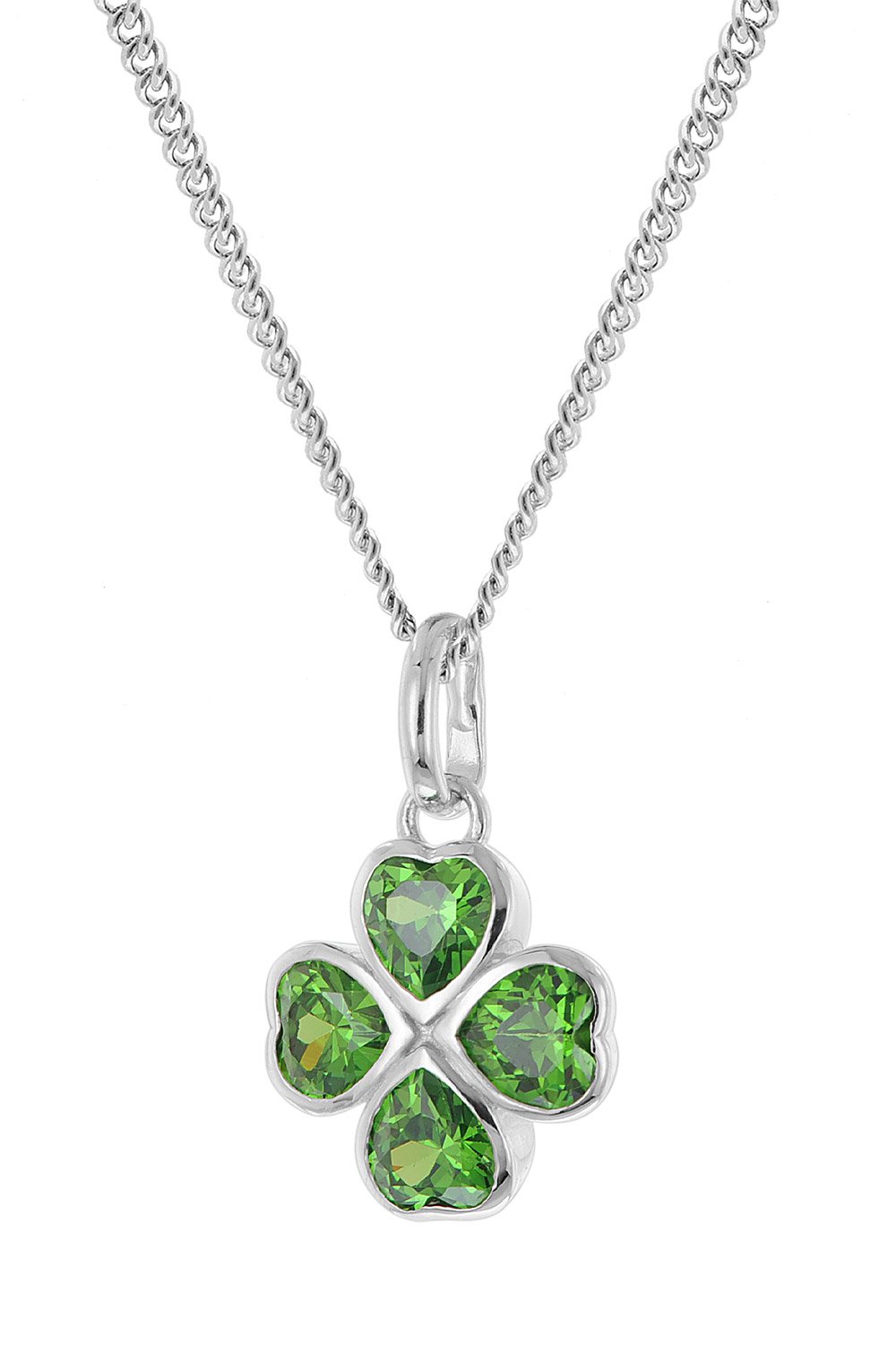 trendor 21093 Halskette mit Kleeblatt-Anhänger 925 Silber Grüne Zirkonia trendor 21093 Halskette mit Kleeblatt-Anhänger 925 Silber Grüne Zirkonia