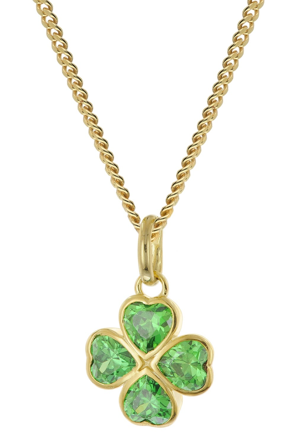 trendor 21144 Kinder-Halskette 925 Silber Vergoldet Mit Kleeblatt-Anhänger