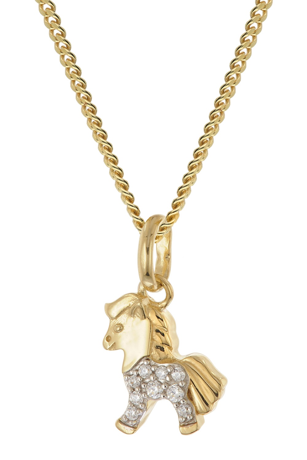 trendor 21146 Kinder-Halskette 925 Silber Vergoldet Mit Pferdchen-Anhänger