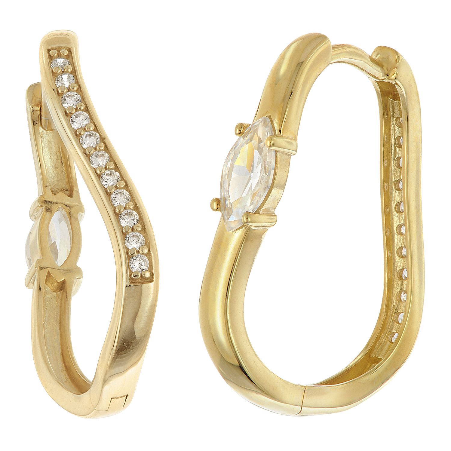 trendor 21153 Damen-Ohrringe 925 Silber Vergoldet Creolen mit Zirkonia