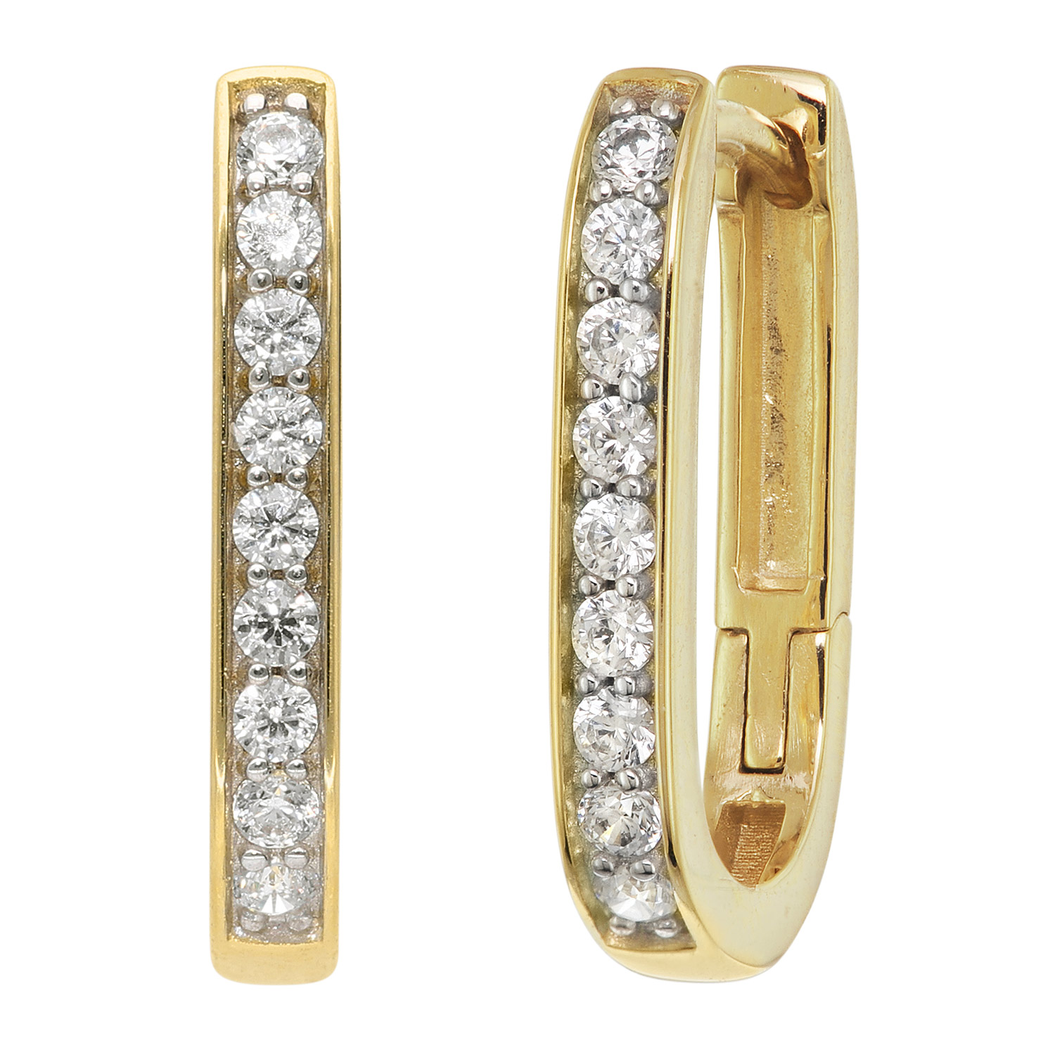 trendor 21155 Damen-Ohrringe Gold 333/8K Klapp-Creolen mit Zirkonia