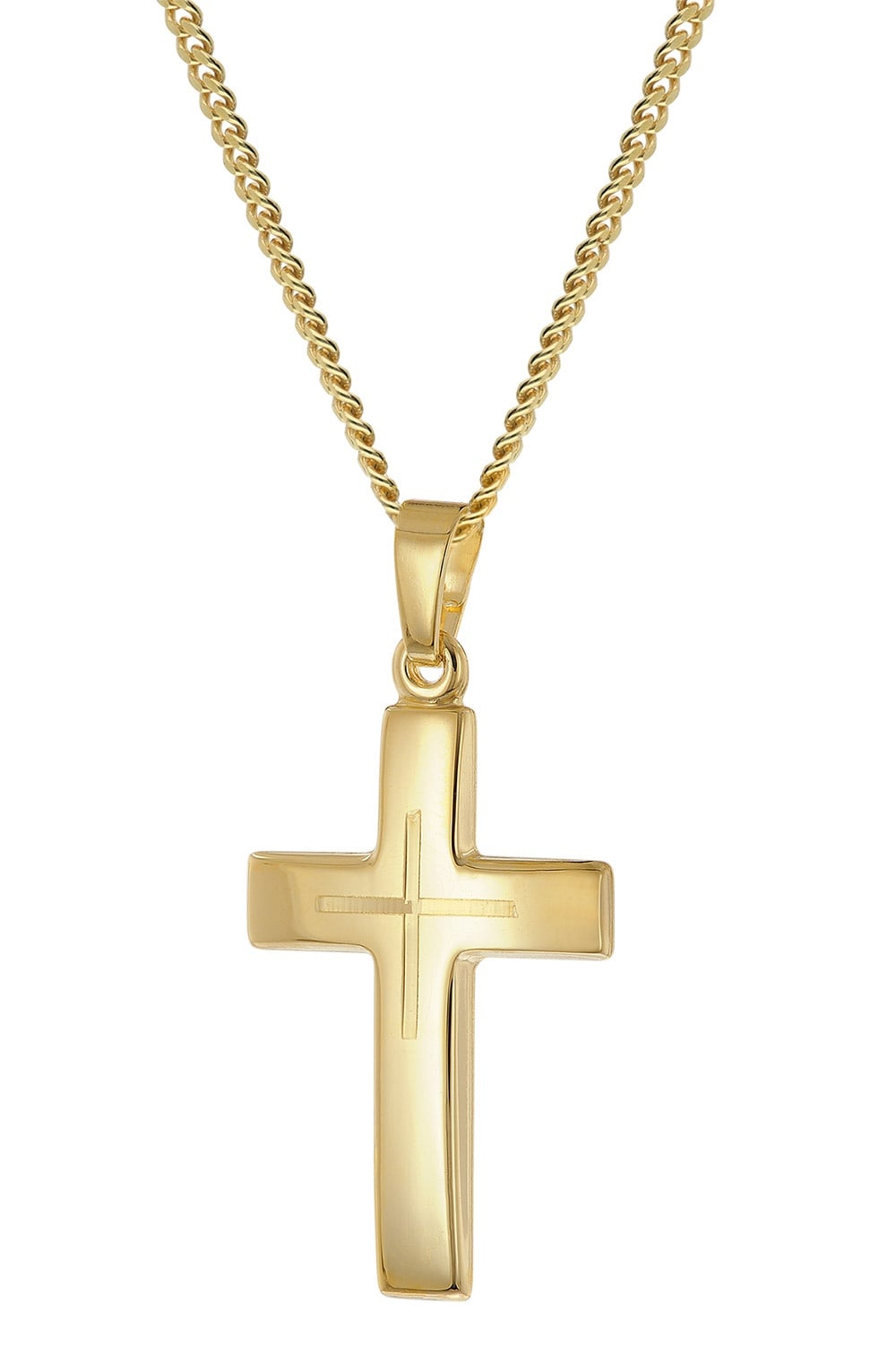 trendor 21158 Kreuz-Anhänger Gold 333 (8K) mit vergoldeter Silberkette