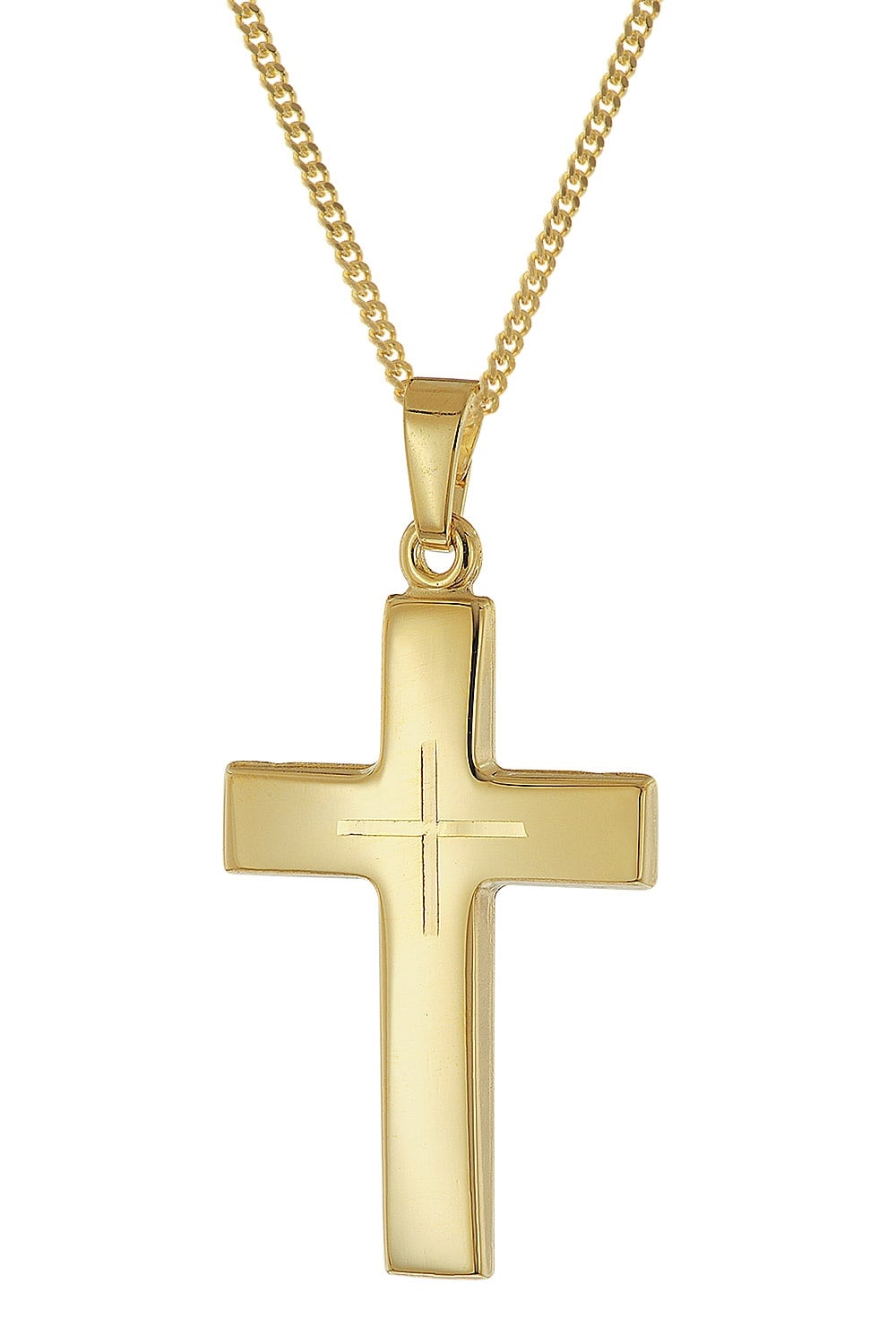 trendor 21162 Herren Kreuz-Anhänger Gold 585 (14K) an vergoldeter Silberkette trendor 21162 Herren Kreuz-Anhänger Gold 585 (14K) an vergoldeter Silberkette