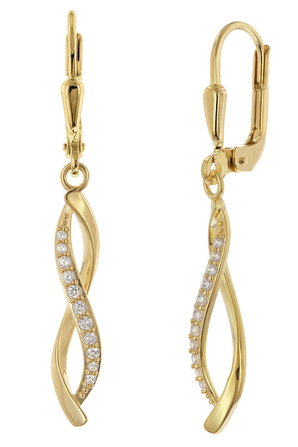 trendor 21202 Damen-Ohrringe 925 Silber Vergoldet Zirkonia Ohrhänger