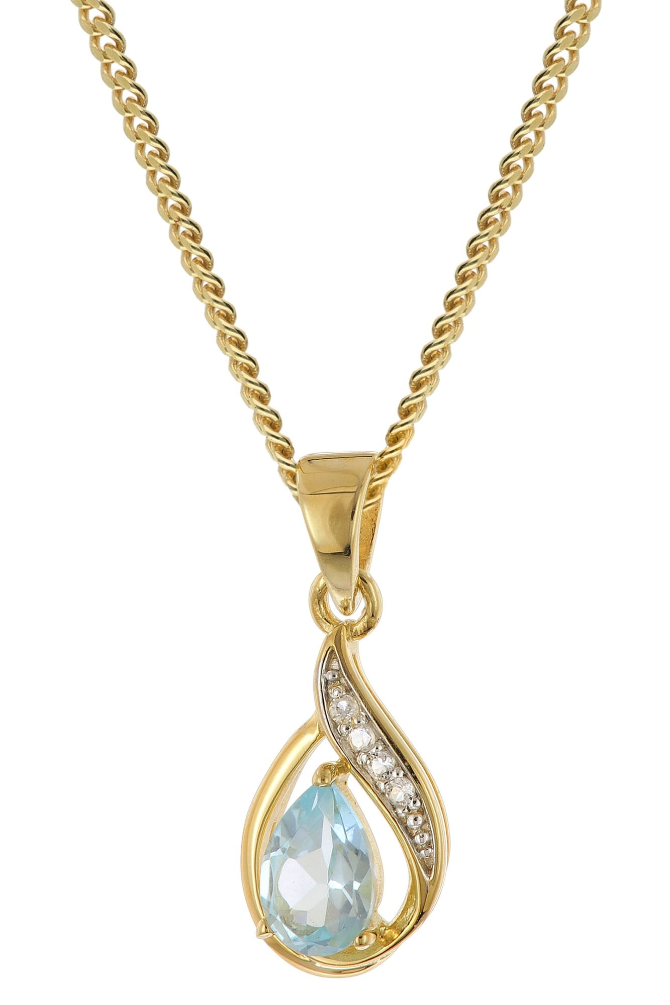 trendor 21186 Gold-Anhänger Blautopas 333/8K mit vergoldeter Silberkette