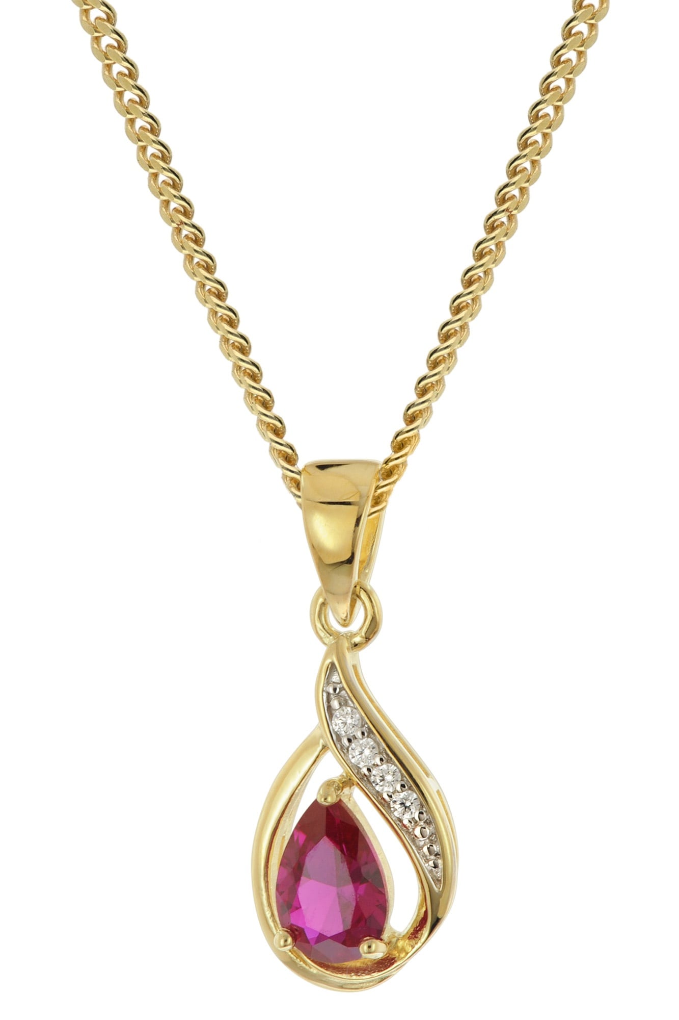 trendor 21187 Damen-Anhänger Gold 333 synthetischer Rubin an vergoldeter Kette