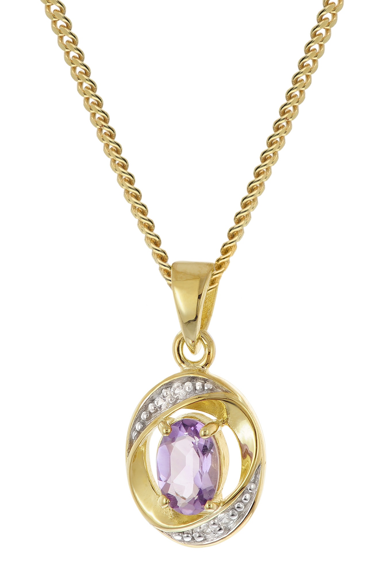 trendor 21188 Damen-Anhänger Amethyst Gold 333/8K mit vergoldeter Silberkette