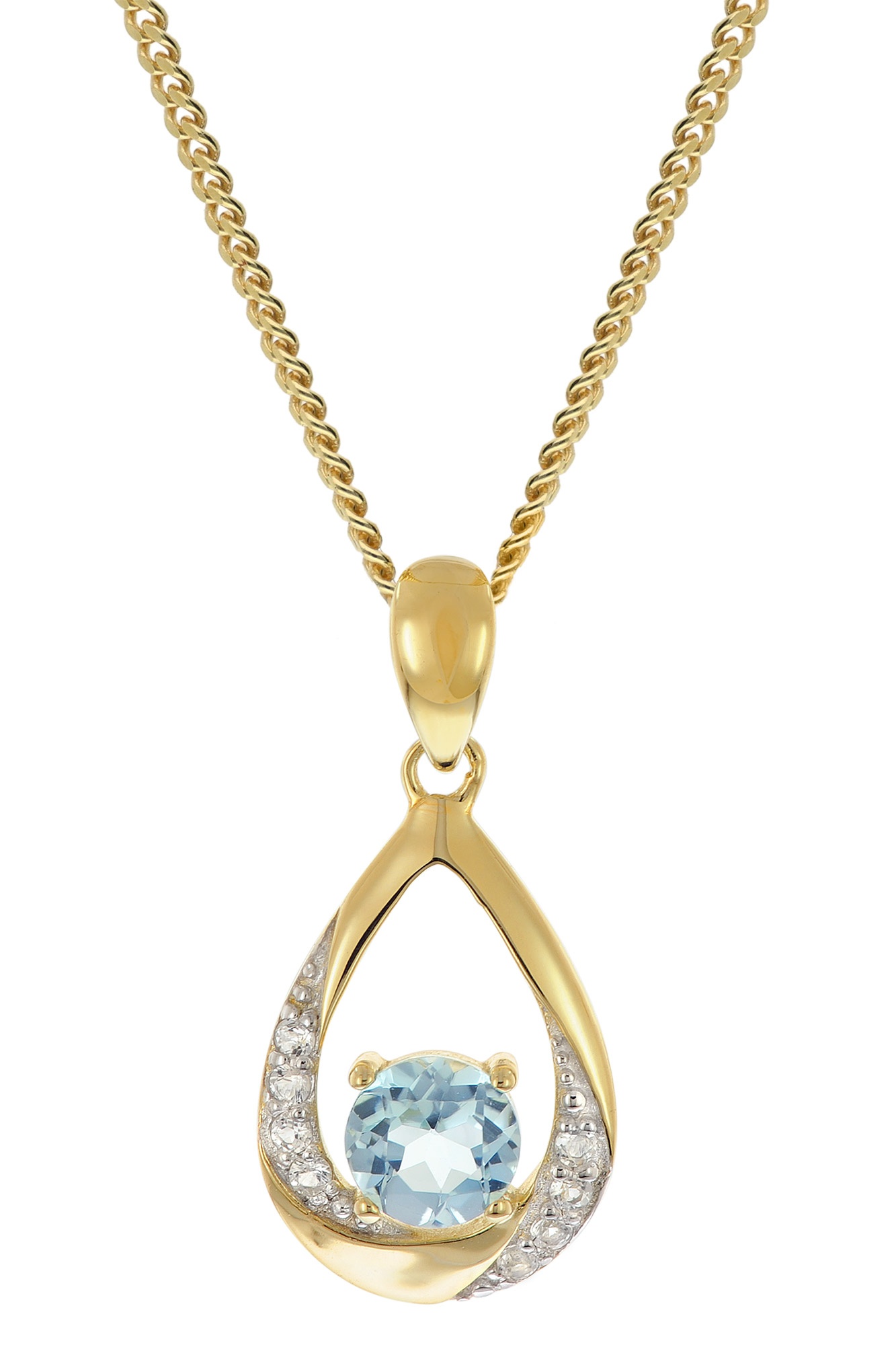 trendor 21193 Damen Anhänger Gold 333 mit Blautopas an vergoldeter Silberkette